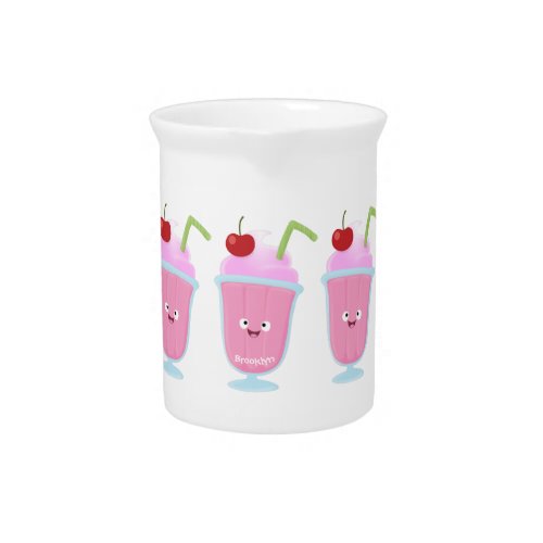 Cute strawberry ice cream sundae cartoon beverage pitcher