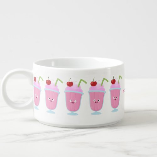 Cute strawberry ice cream sundae cartoon bowl