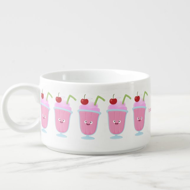 Cute strawberry ice cream sundae cartoon bowl (Right)