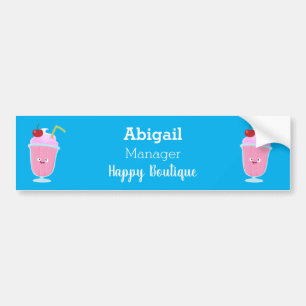 Cute strawberry ice cream sundae cartoon bumper sticker