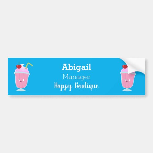 Cute strawberry ice cream sundae cartoon  bumper sticker