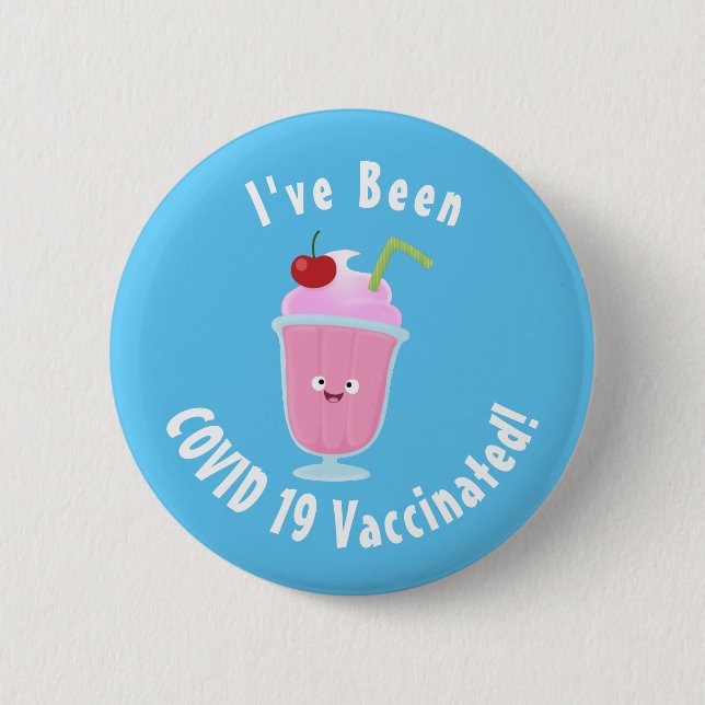 Cute strawberry ice cream sundae cartoon button (Front)