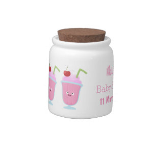 Cute strawberry ice cream sundae cartoon candy jar