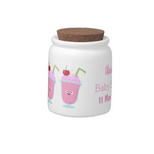 Cute strawberry ice cream sundae cartoon candy jar