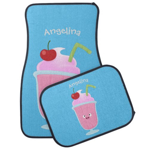 Cute strawberry ice cream sundae cartoon  car floor mat