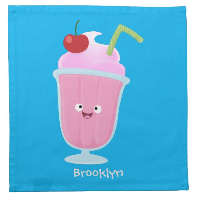 Cute strawberry ice cream sundae cartoon cloth napkin (Front)