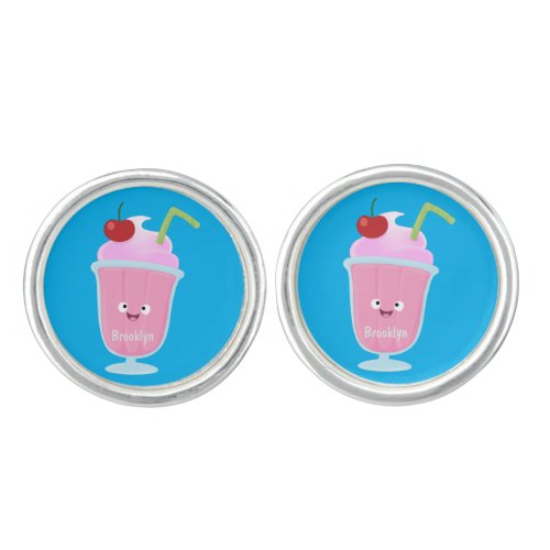 Cute strawberry ice cream sundae cartoon cufflinks