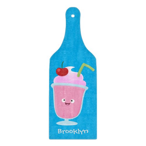 Cute strawberry ice cream sundae cartoon cutting board