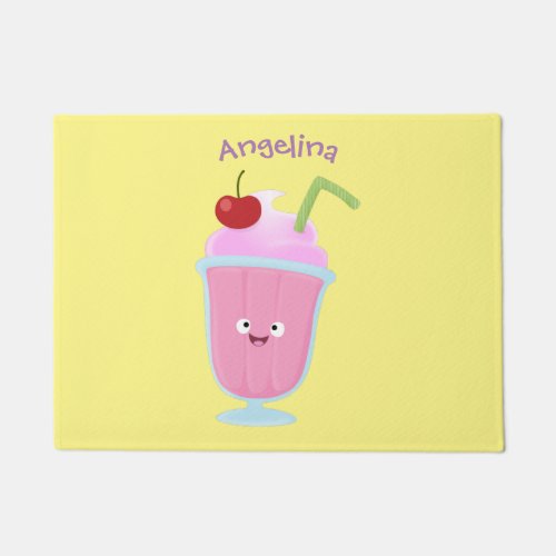 Cute strawberry ice cream sundae cartoon doormat