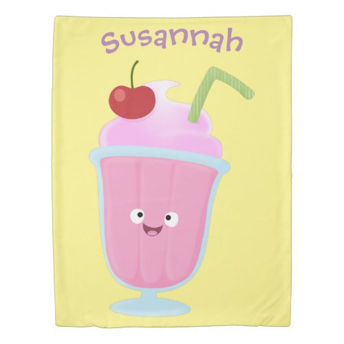 Cute strawberry ice cream sundae cartoon duvet cover