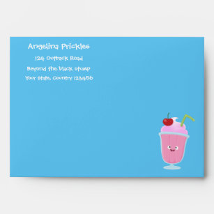 Cute strawberry ice cream sundae cartoon envelope