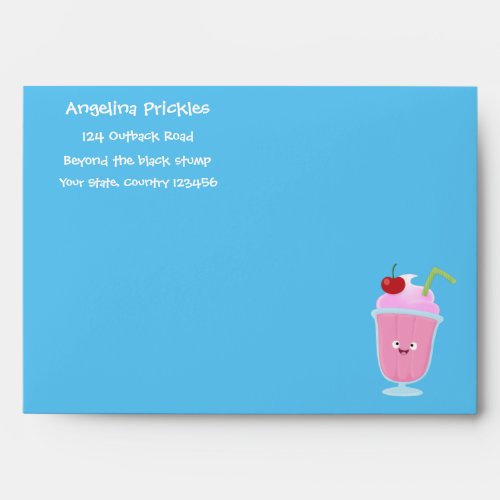 Cute strawberry ice cream sundae cartoon envelope