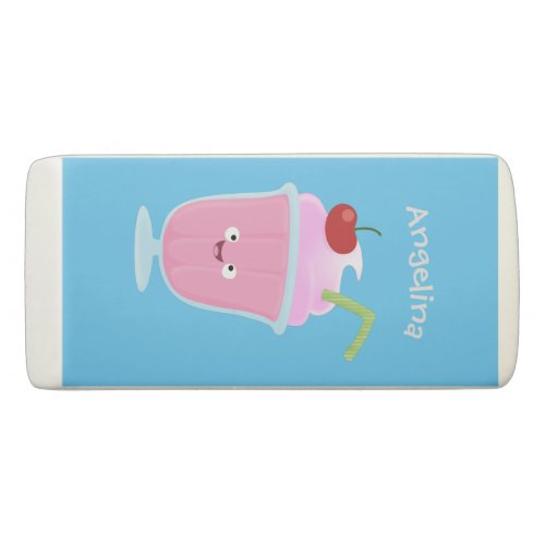 Cute strawberry ice cream sundae cartoon eraser