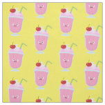 Cute strawberry ice cream sundae cartoon fabric