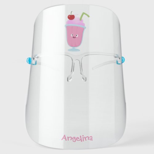 Cute strawberry ice cream sundae cartoon face shield