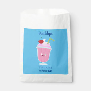 Cute strawberry ice cream sundae cartoon favor bag