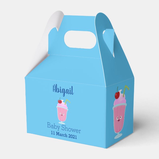 Cute strawberry ice cream sundae cartoon favor boxes (Front Side)