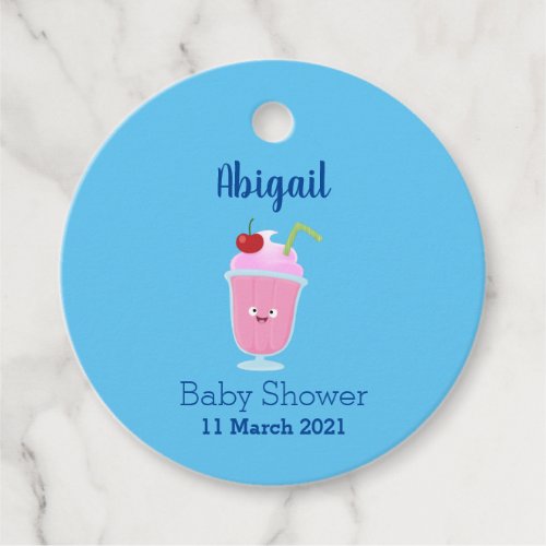 Cute strawberry ice cream sundae cartoon favor tags