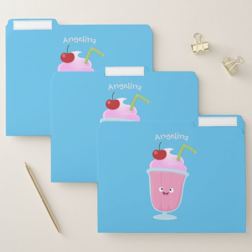 Cute strawberry ice cream sundae cartoon file folder