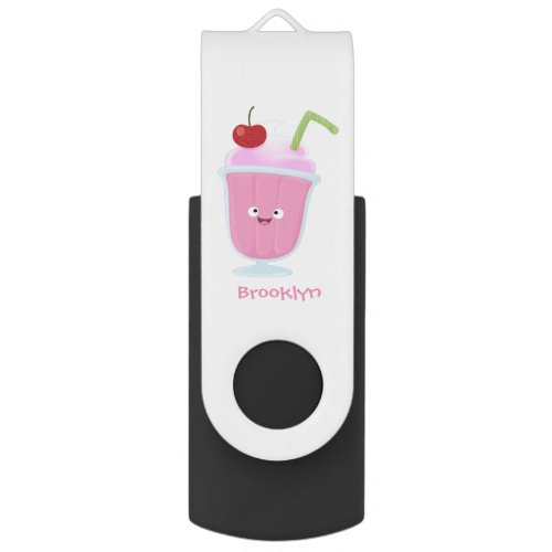 Cute strawberry ice cream sundae cartoon flash drive