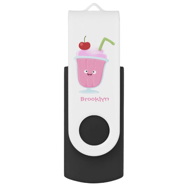 Cute strawberry ice cream sundae cartoon flash drive (Front Vertical)
