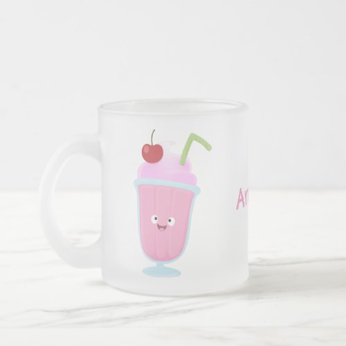 Cute strawberry ice cream sundae cartoon frosted glass coffee mug