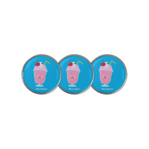 Cute strawberry ice cream sundae cartoon golf ball marker