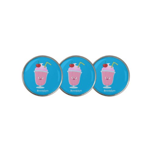 Cute strawberry ice cream sundae cartoon golf ball marker