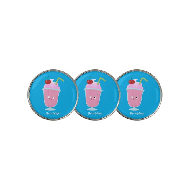 Cute strawberry ice cream sundae cartoon golf ball marker (3 Up)