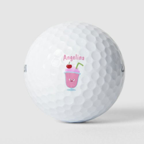 Cute strawberry ice cream sundae cartoon golf balls