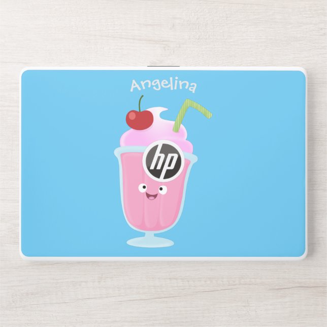 Cute strawberry ice cream sundae cartoon HP laptop skin (Front)