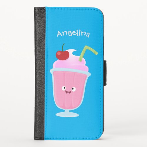 Cute strawberry ice cream sundae cartoon iPhone x wallet case