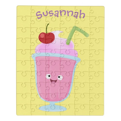 Cute strawberry ice cream sundae cartoon jigsaw puzzle