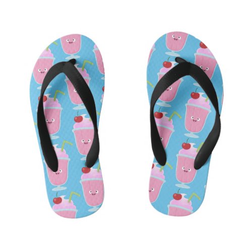 Cute strawberry ice cream sundae cartoon kids flip flops