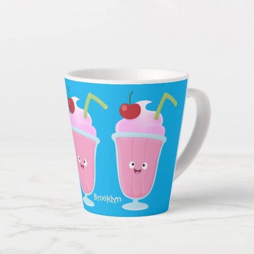 Cute strawberry ice cream sundae cartoon latte mug