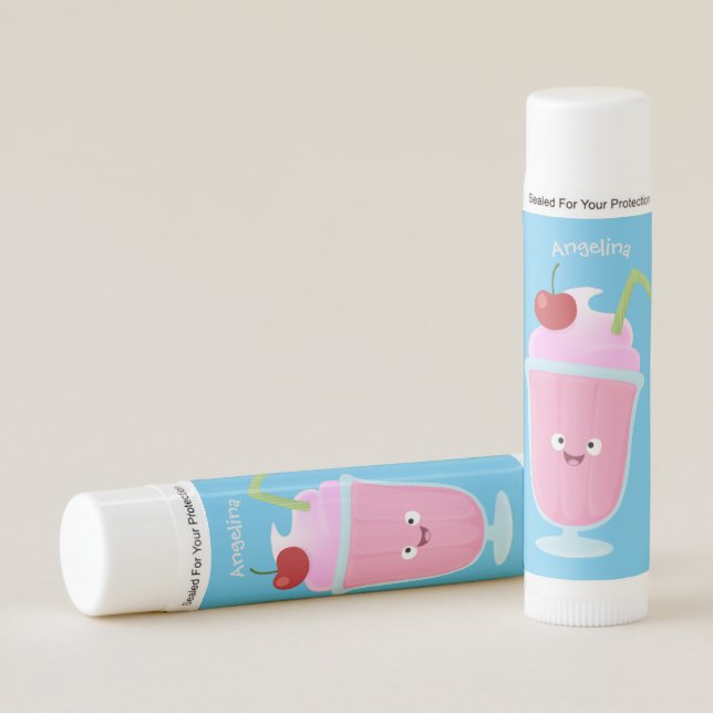 Cute strawberry ice cream sundae cartoon lip balm (Front)