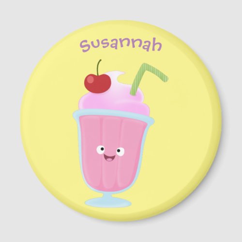 Cute strawberry ice cream sundae cartoon magnet