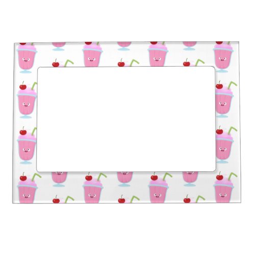 Cute strawberry ice cream sundae cartoon magnetic frame