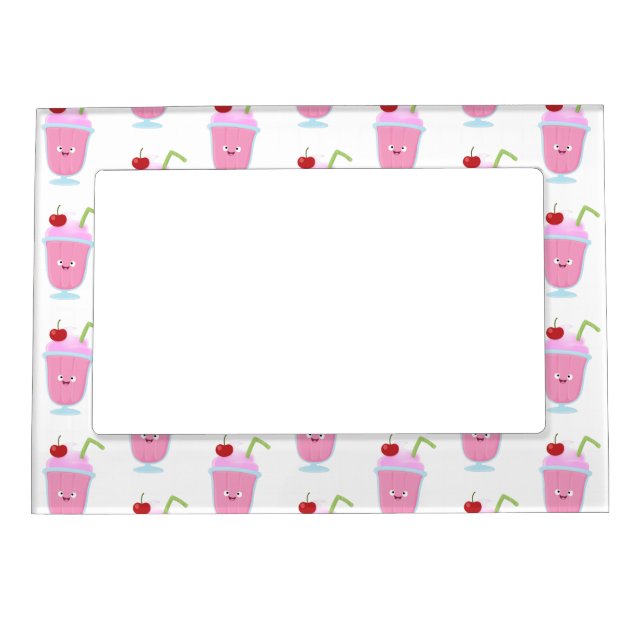 Cute strawberry ice cream sundae cartoon magnetic frame (Front)