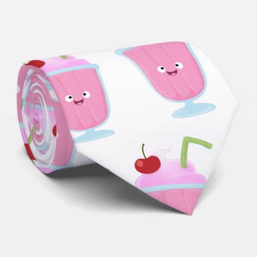 Cute strawberry ice cream sundae cartoon neck tie