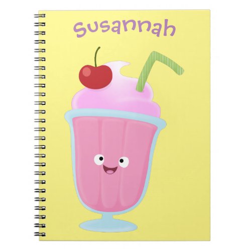 Cute strawberry ice cream sundae cartoon notebook