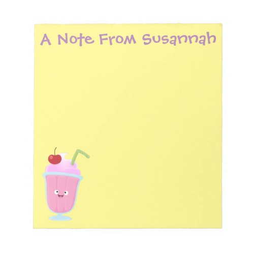 Cute strawberry ice cream sundae cartoon notepad