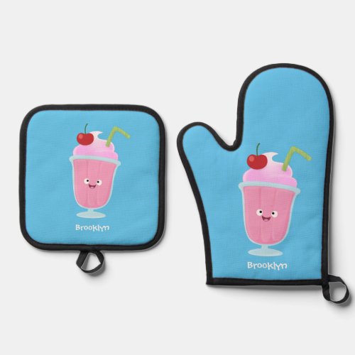 Cute strawberry ice cream sundae cartoon oven mitt  pot holder set