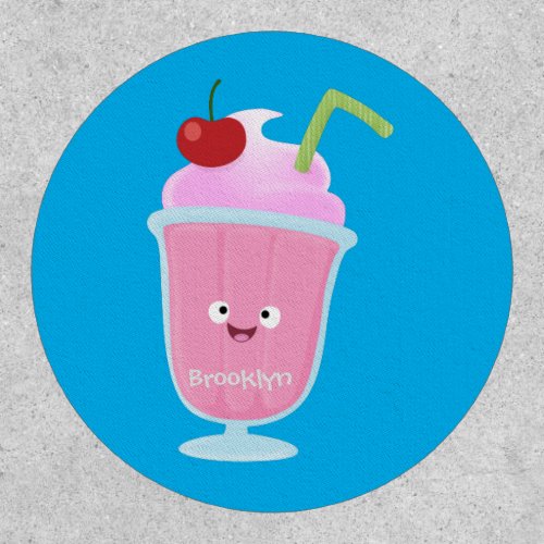 Cute strawberry ice cream sundae cartoon patch