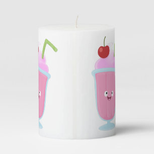 Cute strawberry ice cream sundae cartoon pillar candle