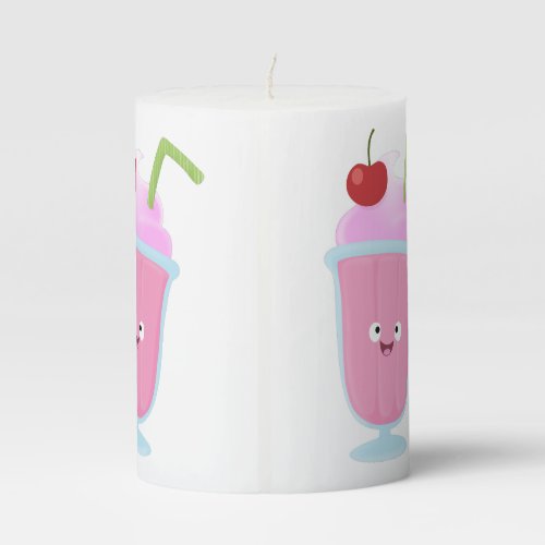 Cute strawberry ice cream sundae cartoon pillar candle