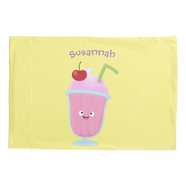 Cute strawberry ice cream sundae cartoon pillow case (Back)