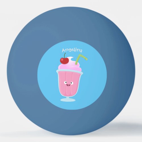 Cute strawberry ice cream sundae cartoon ping pong ball