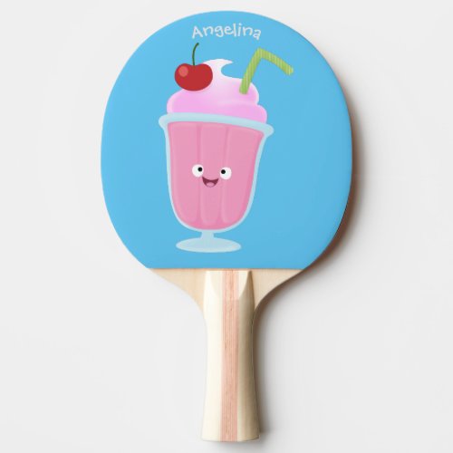 Cute strawberry ice cream sundae cartoon ping pong paddle