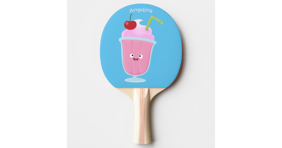 Cute strawberry ice cream sundae cartoon ping pong paddle